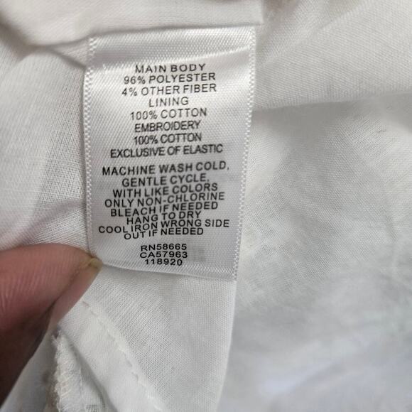 Chelsea 28 White Floral Embroidery Eyelet Babydoll Sundress L Cottage Romantic - Picture 8 of 11